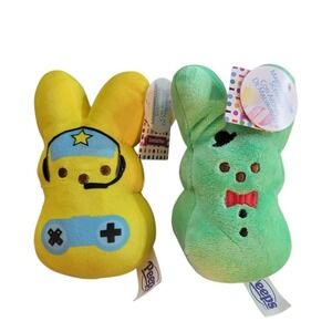 Peeps Scented Plush Bunny Set Gamer Yellow Dapper Green Marshmallow Scent 6 Inch